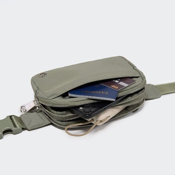 Grey Sage Water-Resistant Nylon Fanny Pack with 5 Zipper Pockets for Women - Picture 9 of 10